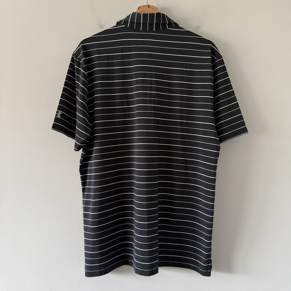 Under Armour US Army Polo Mens Large Striped Performance Athleisure Loose UPF 50 - Picture 2 of 16